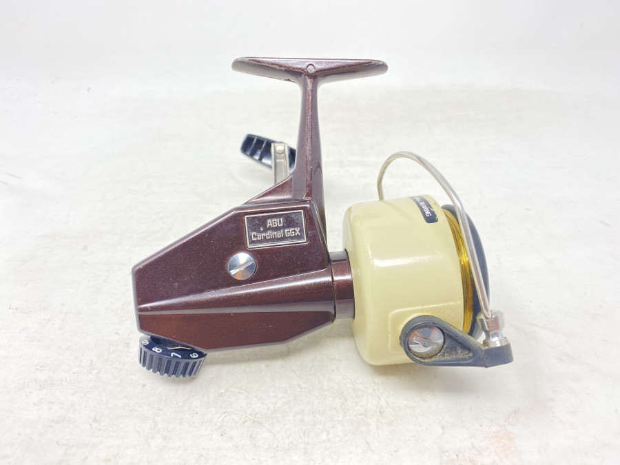Stationärrolle, ABU Cardinal 66X, 008097, Product of Sweden, mit Schnur, Gebrauchsspuren