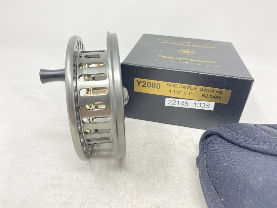 Centerpinrolle, J.W. Joung & Sons Ltd, Redditch England, BJ Centrepin 2080, Serial no. BJ 0469, 4 1/2" x !2, Neoprene Rollentaschen, neu im Karton