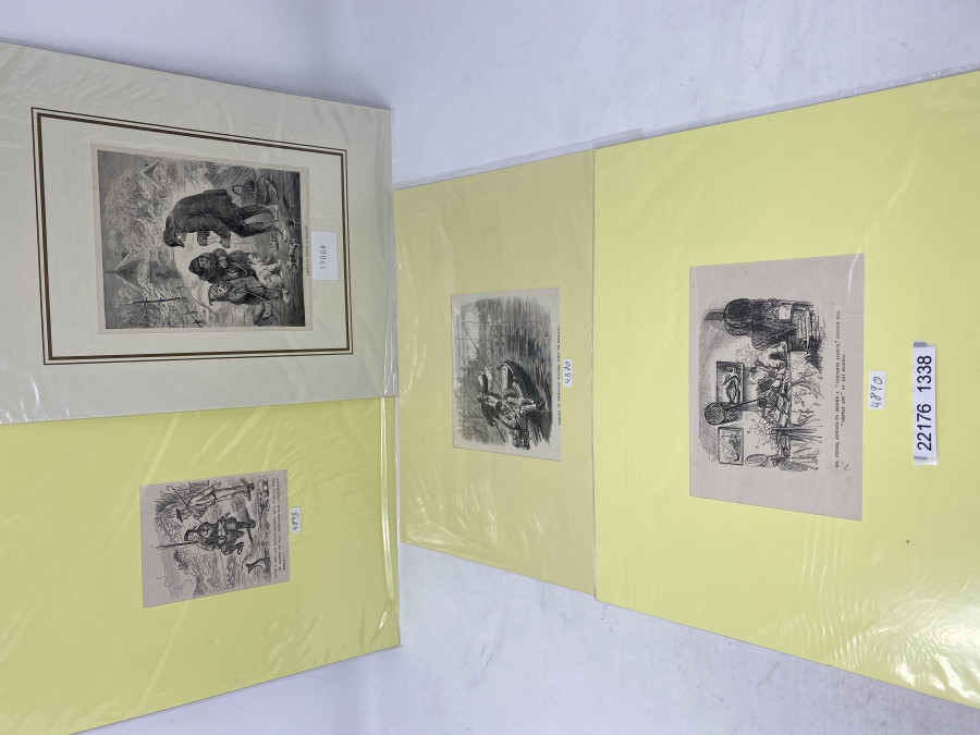 4 Anglerbilder 300 x 240mm: 4893, aus der Zeit 1860, 4370, aus der Zeit 1871. 17008, aus der Zeit 1880 und 4890, aus der Zeit 1860