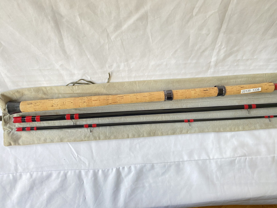 Kohlefaser Matchrute, Peter Morton All England, Spliced, No. 11374C30, 3tlg., 15 ft., Futteral, guter Zustand,