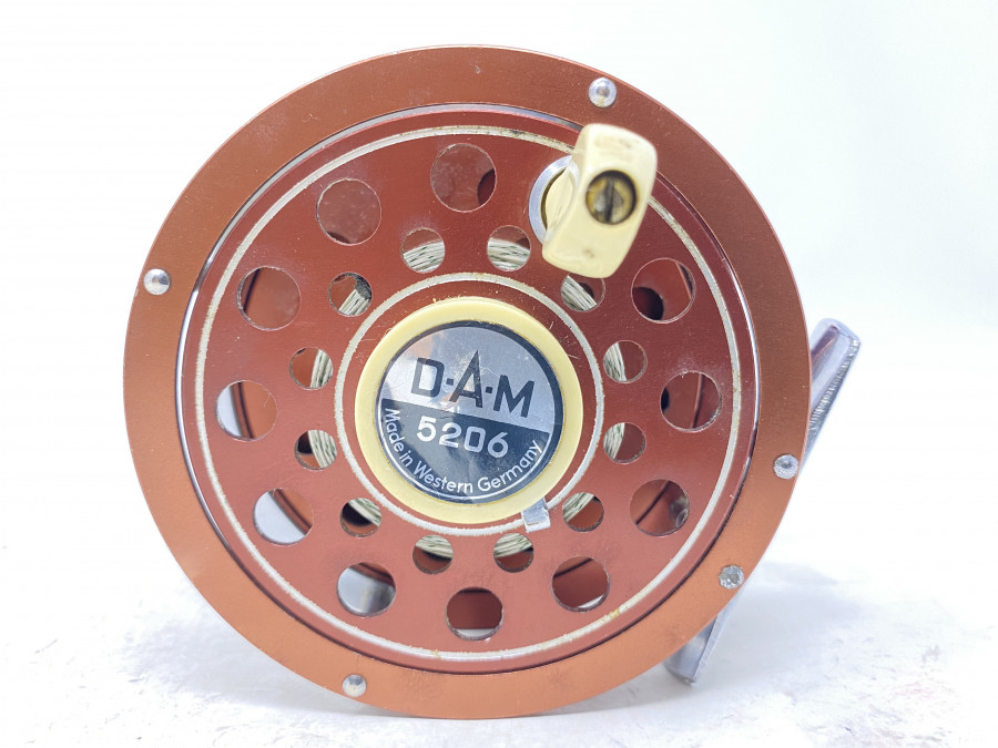 Fliegenrolle, DAM 5206, Made in Western Germany, Linkshand, Backing, ausschaltbare Knarre, gute Bremse, Gebrauchsspuren