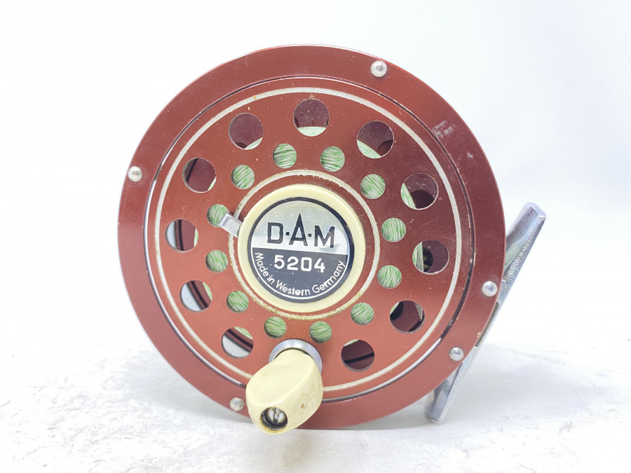 Fliegenrolle, DAM 5204, Made in Western Germany, Linkshand, ausschaltbare Knarre, sehr gute Bremse, Gebrauchsspuren