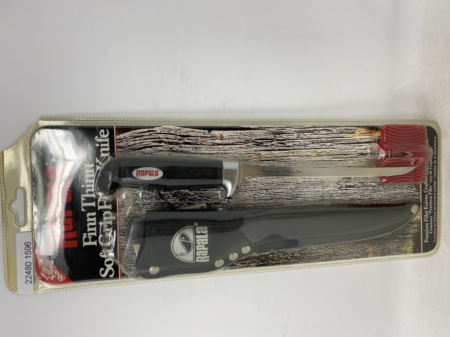 Rapala Premium Filetiermesser, stainless, Klingenlänge 185mm, Klingenschärfer, Kunstlederscheide, neu