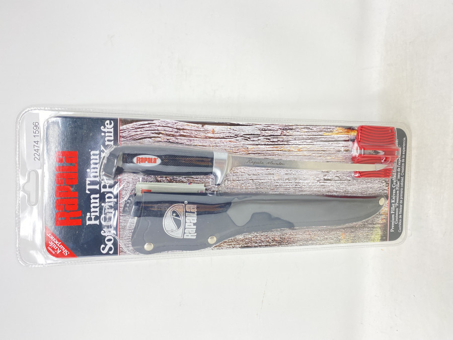 Rapala Premium Filetiermesser, stainless, Klingenlänge 185mm, Klingenschärfer, Kunstlederscheide, neu