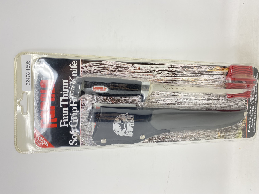 Rapala Premium Filetiermesser, stainless, Klingenlänge 185mm, Klingenschärfer, Kunstlederscheide, neu