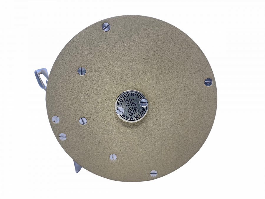 Klassische S-Handle Rolle, Gentlecraft, Alu, Rechtshand, # 5, Rollendurchmesser 81mm, Rollenbreite 30mm, leichte Gebrauchsspuren