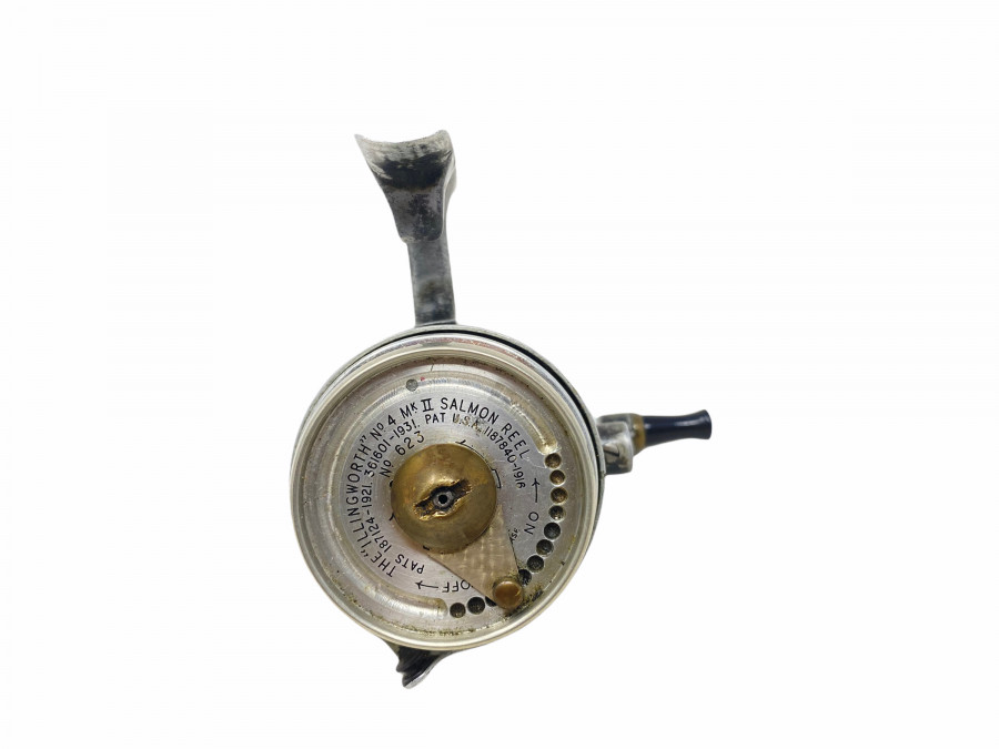 Vintage Stationärrolle, The Illingworth No. 4 Mk II Salmon Reel, No. 623, Gebrauchsspuren