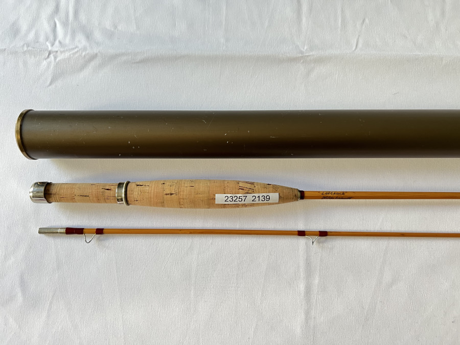 Gespliesste Fliegenrute, Hildebrandt Leitzach, 2tlg., 200cm, #4, schöne feine Bachrute, sehr guter Zustand, Futteral, Alu Transportrohr