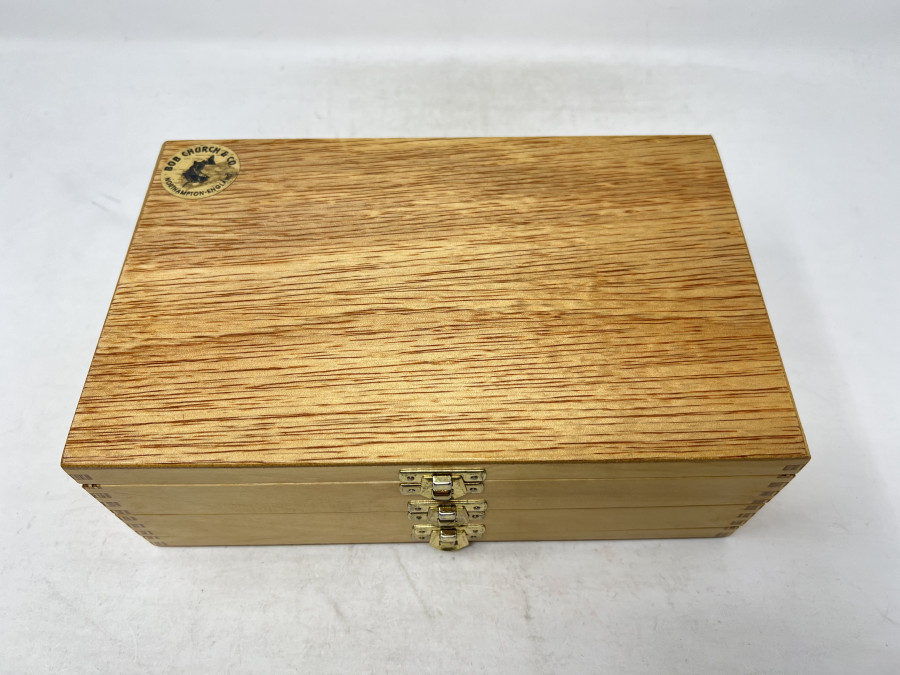 Holzfliegenbox, Bob Church & Co, 3 Etagen, 250x160x90mm, Schaumstoffeinlage, leichte Gebrauchsspuren