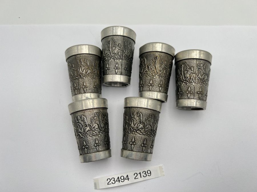 6 Schnapsstamperl aus Feinzinn