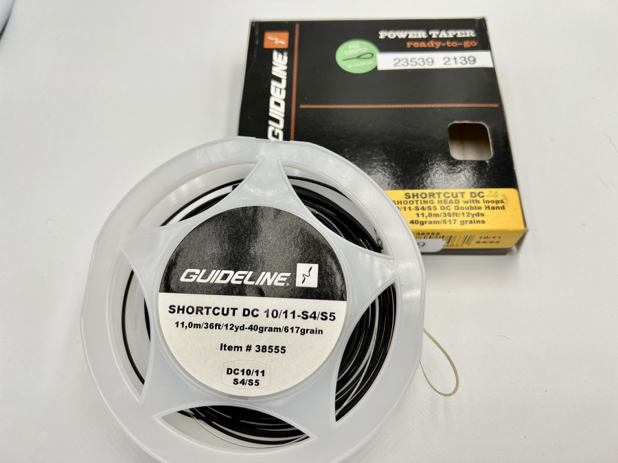 Fliegenschnur, Guideline Power Taper, Shortcut DC, Shooting Head mit Loops, 10/11-S4/S5, DC Double Hand, 11,00m, 40 Gramm/617 Grains, neu im Karton