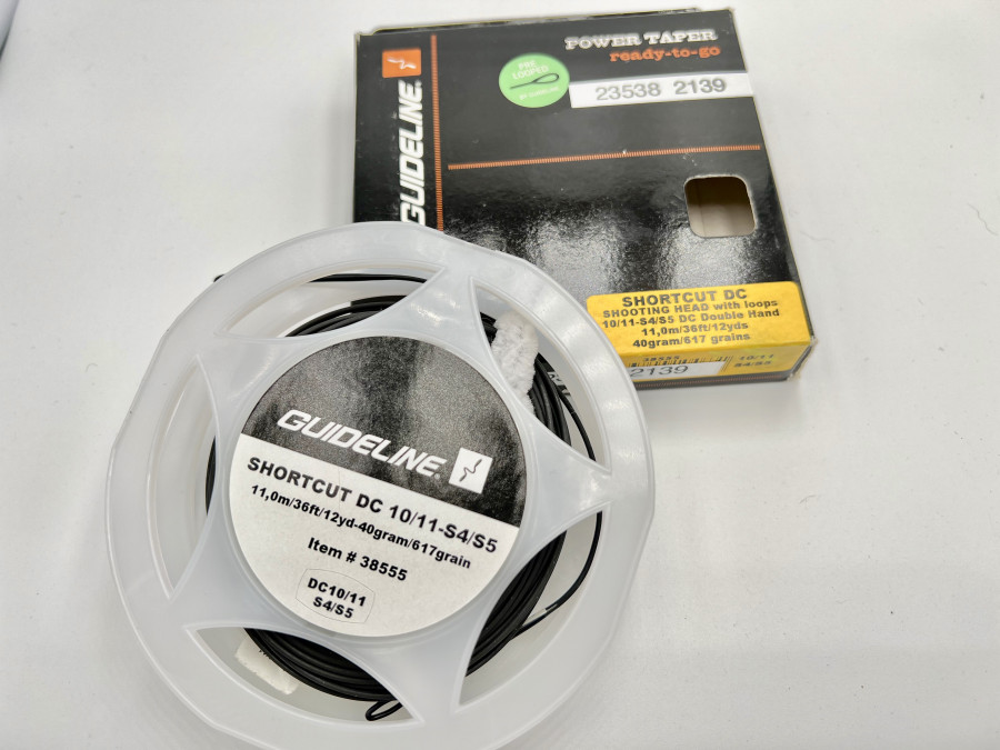 Fliegenschnur, Guideline Power Taper Shortcut DC Shooting Head mit Loops, 10/11-S4/S5, DC Double Hand, 11,00mm, 40 Gramm/517 Grains, neu im Karton