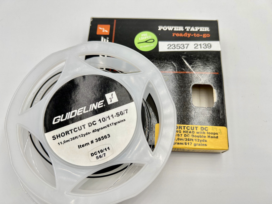 Fliegenschnur, Guideline Power Taper, Shortcut DC Shooting Head mit Loop, 10/11-S6/S7 DC, Double Hand, 11,00m, 40grm/617 Grains, neu im Karton