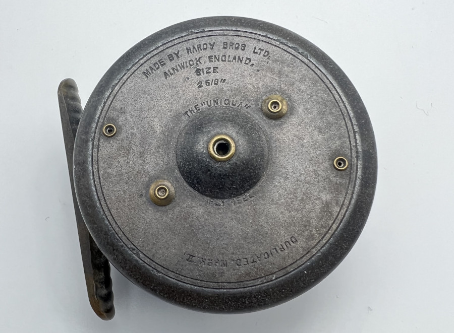 Fliegenrolle, The "Uniqua" Fly Reel, Made by Hardy Bros LTD, Alnwick, England, Size 2 5/"8, Rechts- oder Linkshand, Innengravur W.S. Gebrauchsspuren