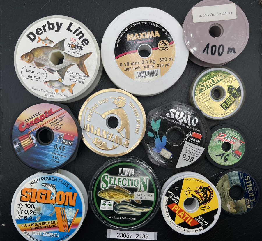 Monofile Angelschnur, Derby Line, 2 x Maxima, Damyl Sumo, Damyl Cerapid, Siglon, Selectin, 2 x Platil, Sgtroft, Damyp Tectan