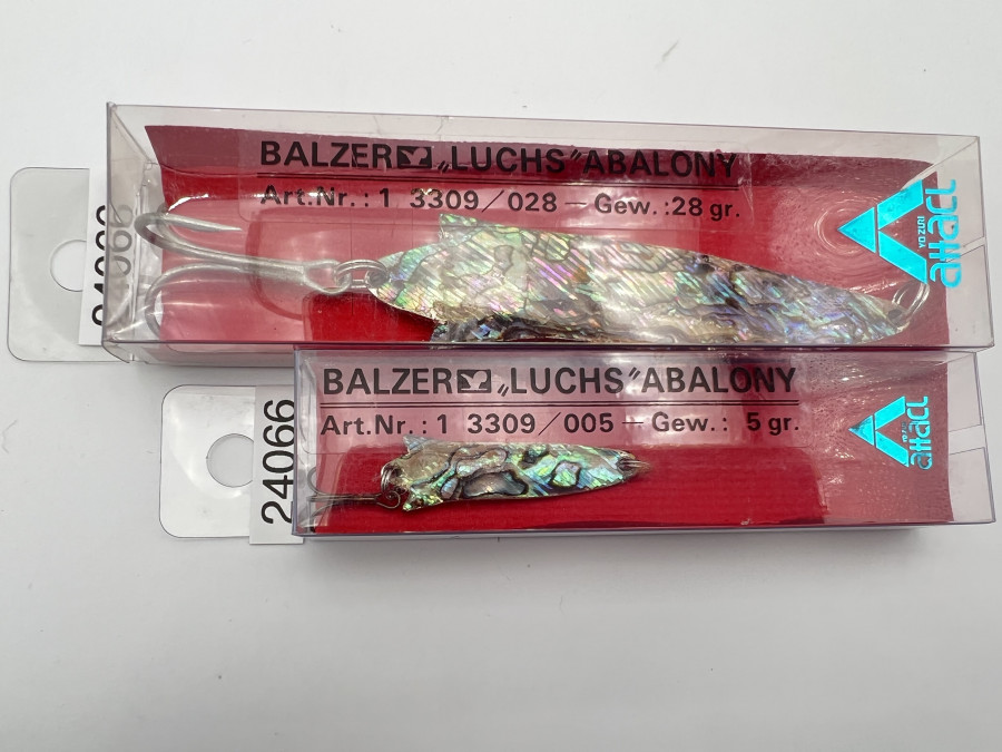 2 Kunstköder, Balzer Luchs Abalony, 28 und 5 Gramm, ungefischt, in Originalverpackung