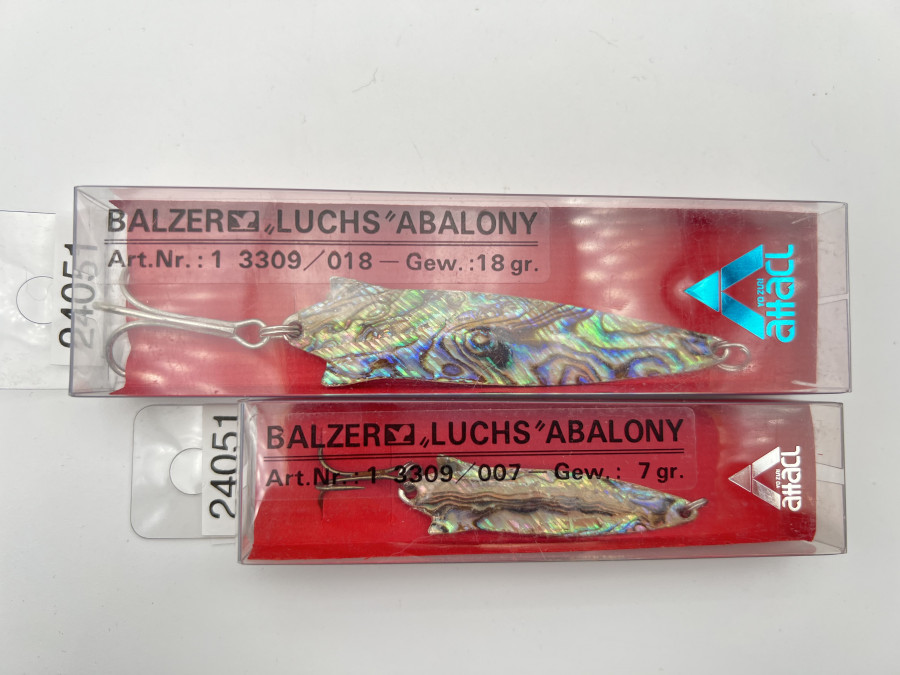 2 Kunstköder, Balzer Luchs Abalony, 18 und 10 Gramm, ungefischt, in Originalverpackung