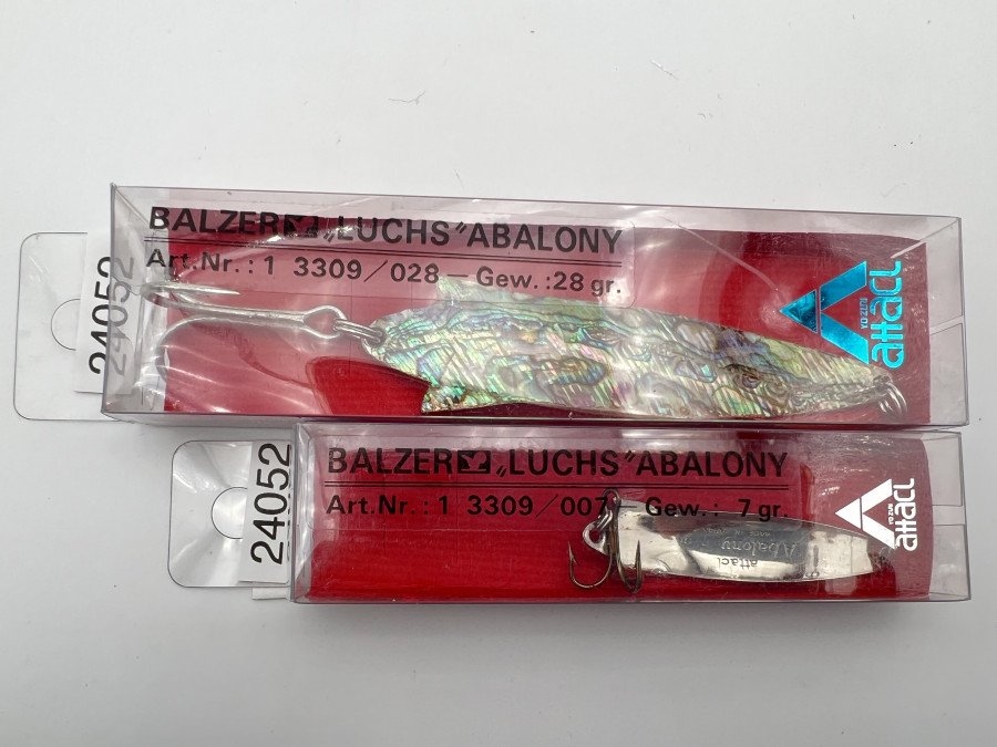 2 Kunstköder, Balzer Luchs Abalony, 28 und 7 Gramm, ungefischt, in Originalverpackung