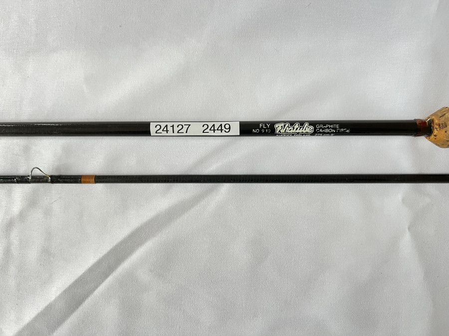 Fliegenrute, Fibatube Alnwick, England, Graphite Carbon Fibre, 2tlg., 275cm, #9, Futteral, starke Gebrauchsspuren