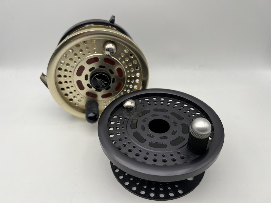 Salzwasser Fliegenrolle, SteelFin 0002, Vario 120, Linkshand, Reservespule, super Bremse, leichte Gebrauchsspuren