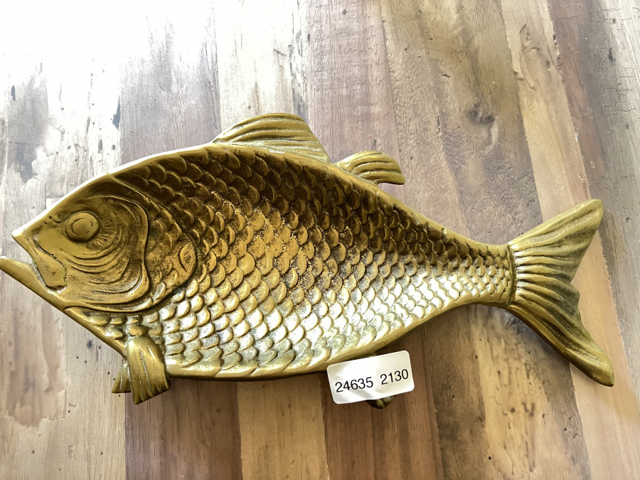 Vintage Messing Fisch Schale, 420mm lang, 2340 Gramm