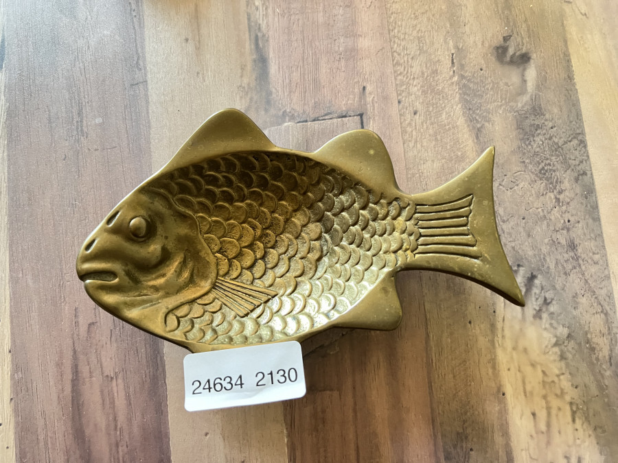 Vintage Messing Fische Schale, 110mm lang, 560 Gramm