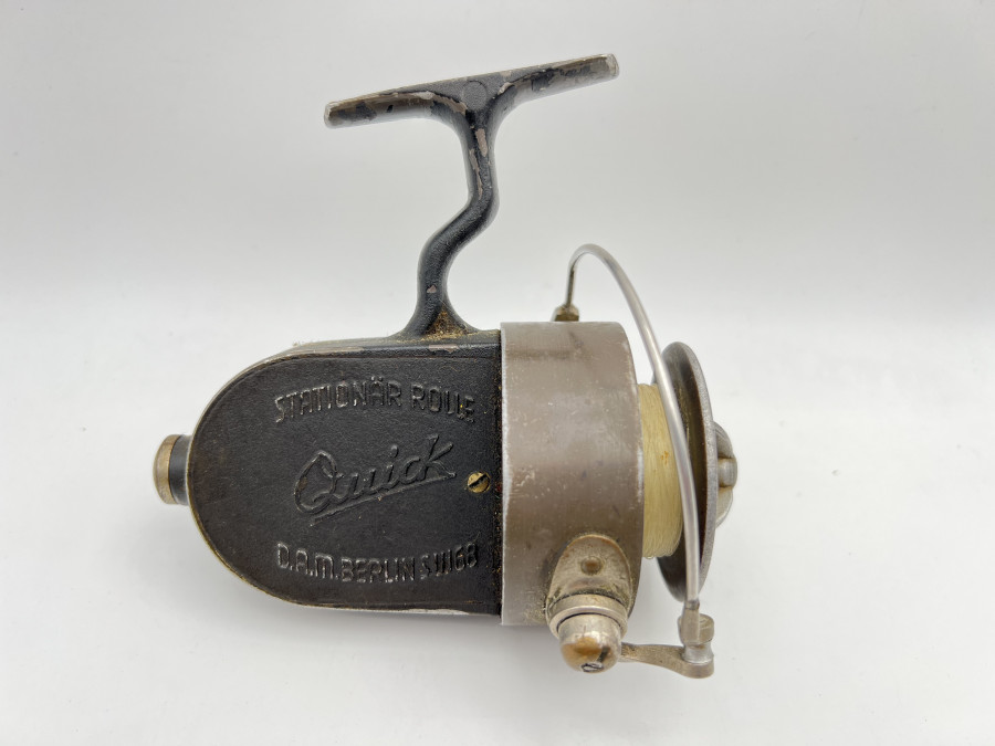 Stationärrolle, Quick DAM Berlin SW 68, Stationary Drum Bait Casting, Made in Germany, Kurbel fehlt