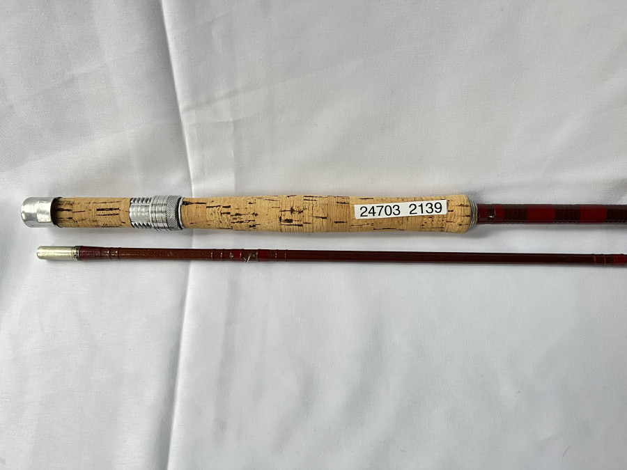 Fliegenrute, Hohlglas, Pezon et Michel Deposse Made in France, 2tlg., 275cm, #6/7, Neusilberhülsen, Alu Schraubrollenhalter, Korkeinlage, ohne Futteral, guter Zustand, Transportlänge 1400mm