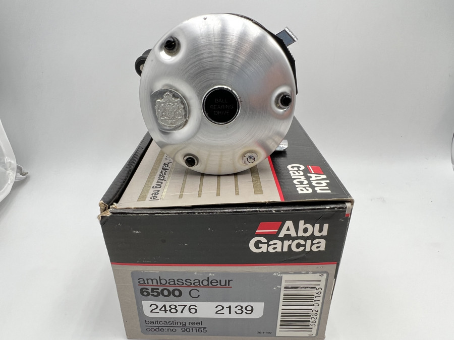 Multirolle, Abu Garcia ambassadeur 6500C, Made in Sweden, Rechtshand, mit Schnur, leichte Gebrauchsspuren, im Karton