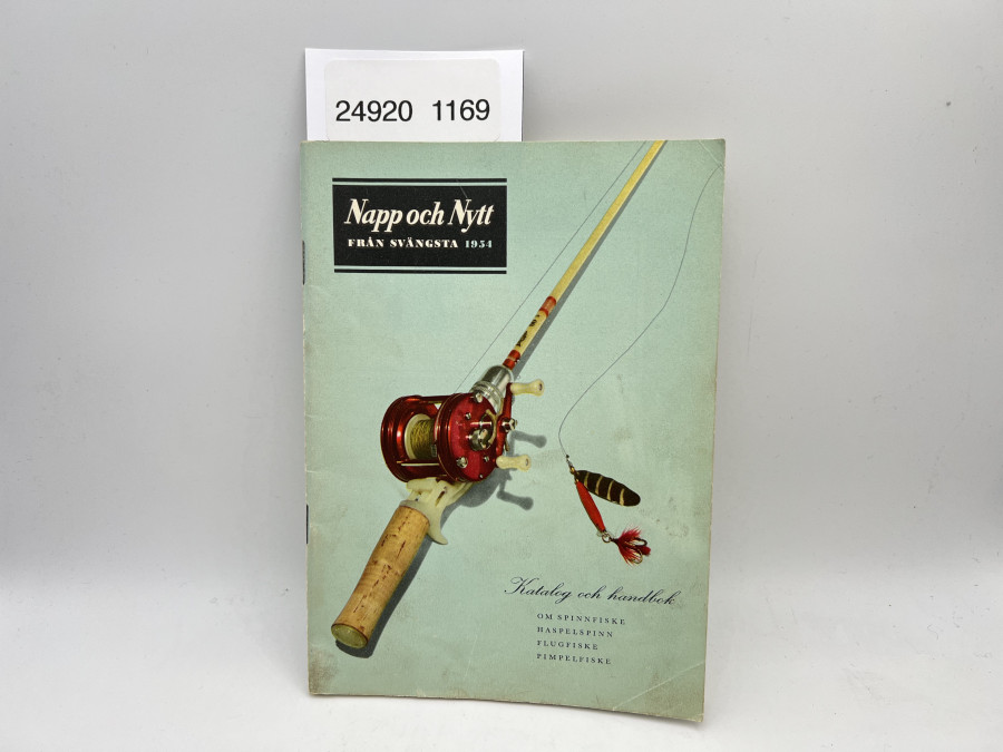 Katalog: Napp och Nytt fran Svängsta 1954, Katalog och handbok o Spinnfiske, Haspelspin, Flugfiske, Pimpelfiske, A-B Urfabriken, Svängsta