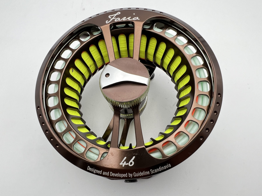 Fliegenrolle, Guideline Fario 4-6, mit Backing und OPST Commando Smooth 225 gr, 30,20m, Neoprene Rollentasche, nicht gefischt