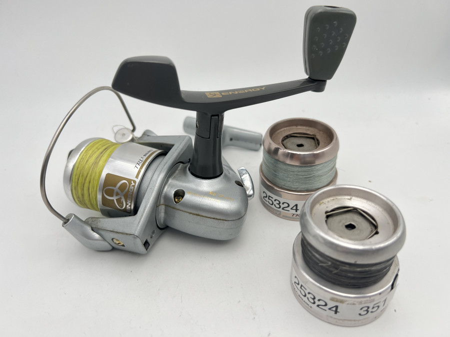 Stationärrolle Zebco Energy, 2 Reservespulen, Gebrauchsspuren