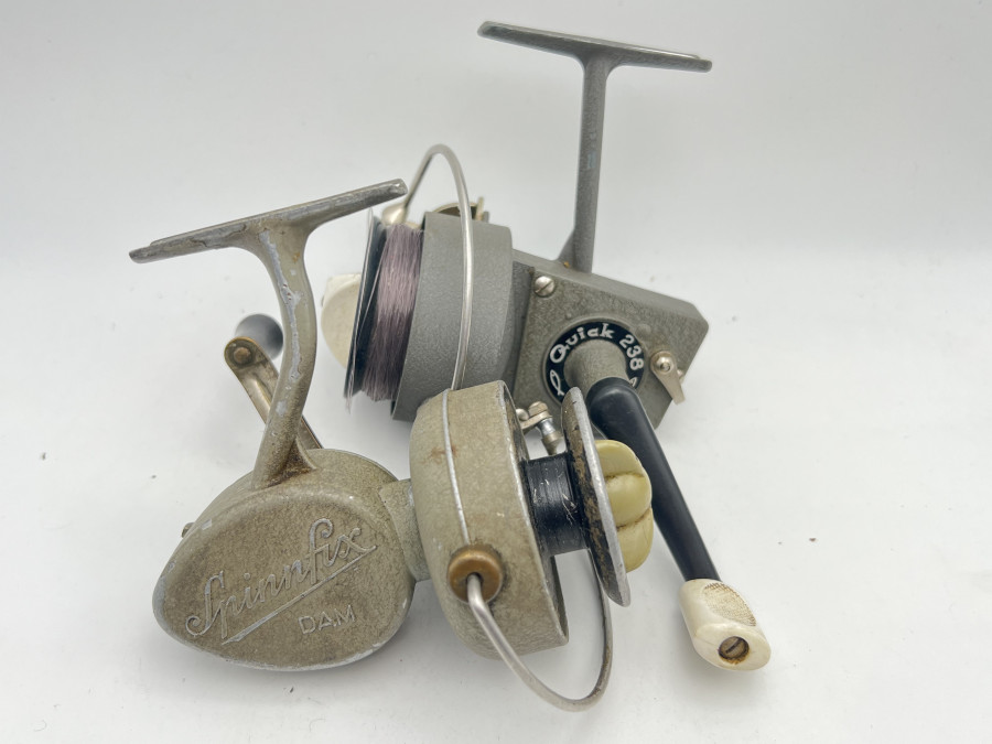 2 Stationärrollen: DAM Quick 238 und DAM Spinnfix, Made in Germany, Gebrauchsspuren