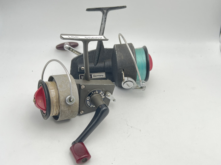 2 Stationärrollen: DAM Quick 238 und DAM Quick 247, Made in West Germany, Gebrauchsspuren