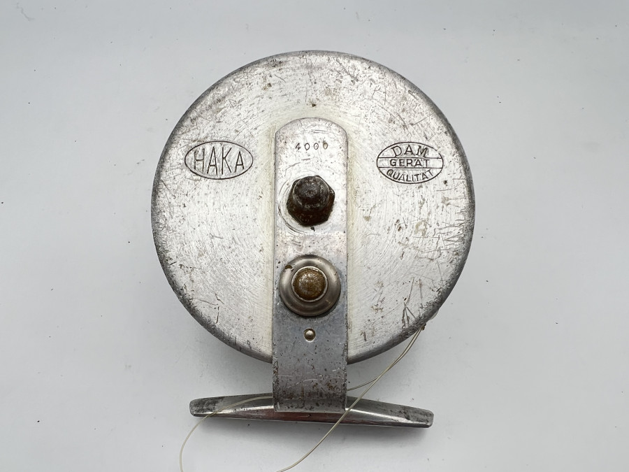 Spinn- und Grundrolle, DAM Haka 400,Alu, ausschaltbare Knarre, 80mm Rollendurchmesser, Gebrauchsspuren