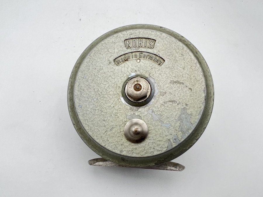 Spinn- und Grundrolle, Noris Made in Germany, ausschaltbare Knarre, 90mm Rollendurchmesser, Gebrauchsspuren