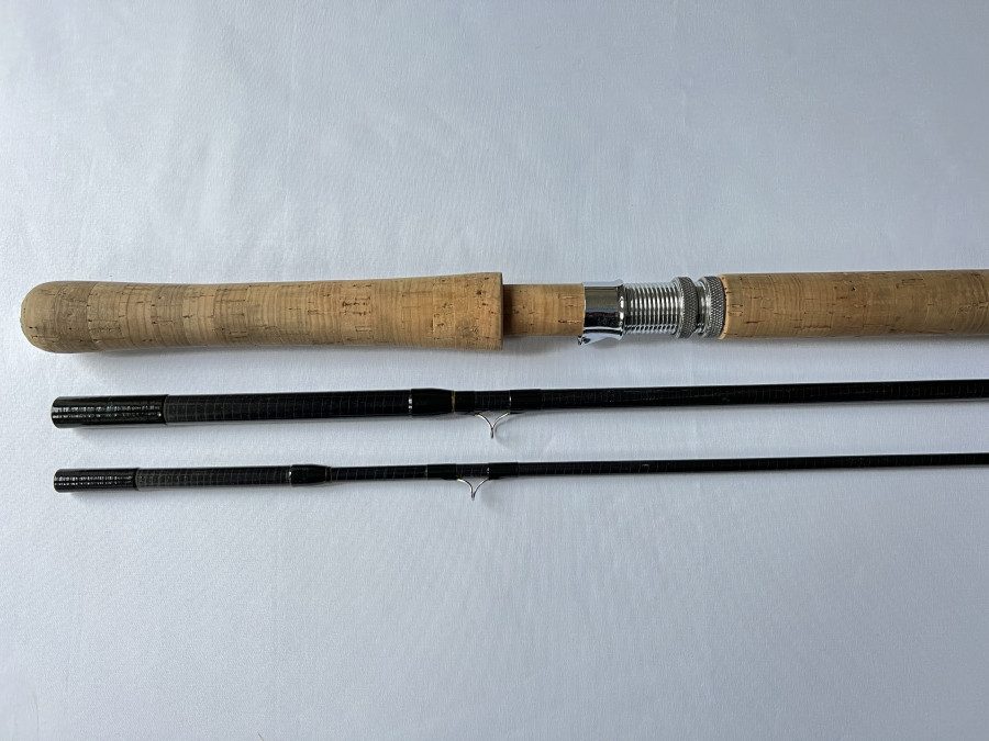 Zweihandfliegenrute, Orvis Graphite Rod, 3tlg., 13 1/2 ft., #10, Futteral Alu Transportrohr, guter Zustand, Transportlänge 1410mm