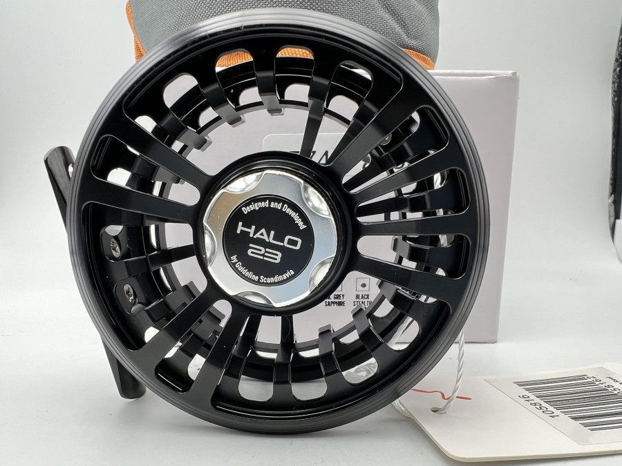 Fliegenrolle, Guideline Halo 23, Black Stealth Reel, Rollentasche, neu im Karton