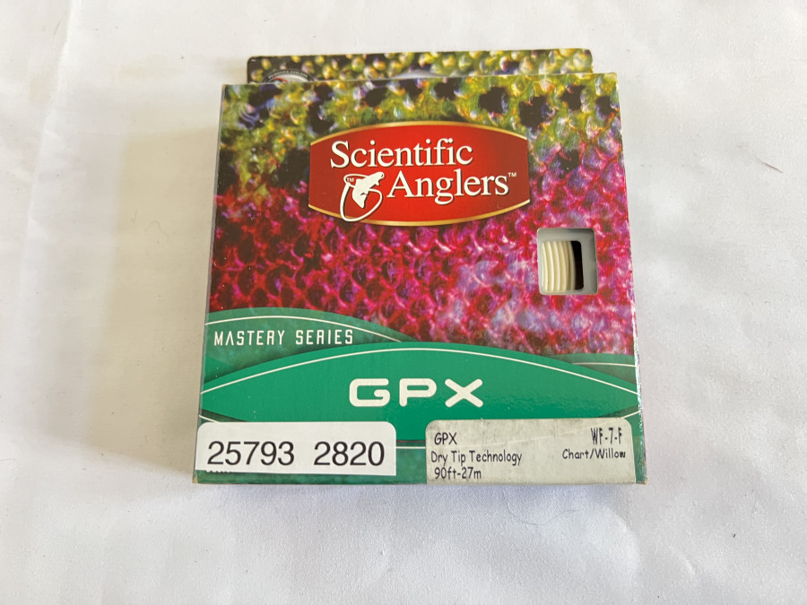 Fliegenschnur. Scientific Anglers, Mastery Series, Textured GPX Fly Line, Dry Tip Technology, WF7F,
Chart/Willow, 90ft-27m, im Karton
