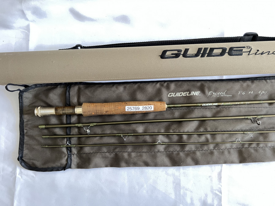 Fliegenrute Guideline Exceed, 4tlg., 7.6ft, #4, Futteral, Codura Transportrohr, Gebrauchsspuren, Transportlänge 820mm