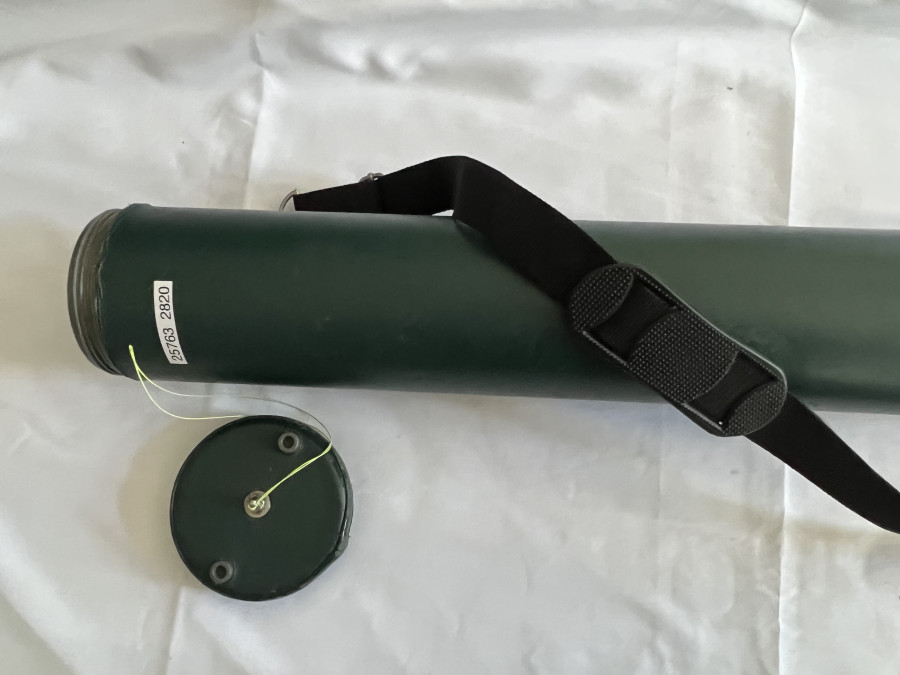 Rutentransportrohr, mit Leder bezogen, Schraubverschluss, 100mm Innendurchmesser , 820mm Innenlänge, Gebrauchsspuren
