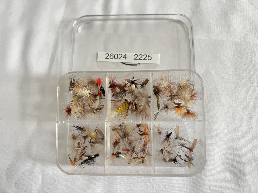 Fliegenbox, Kunststoff, mit 70 Trockenfliegen, für Äsche und Forellen