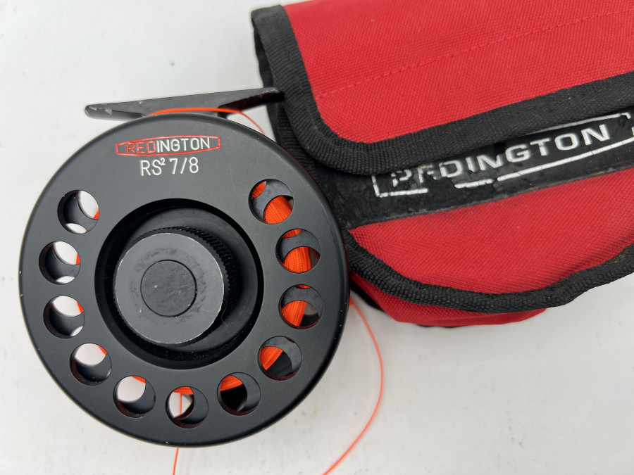 Fliegenrolle Redington RS 2, 7/8, Linkshand, Rollentasche, Gebrauchsspuren