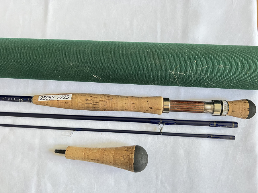 Fliegenrute Bräurup Mittersill Austria, The Guide, 3tlg., 11.0", #6-8, Fitting Butt, Futteral , Redington Codura Transportrohr, Gebrauchsspuren, Transportlänge 1550mm