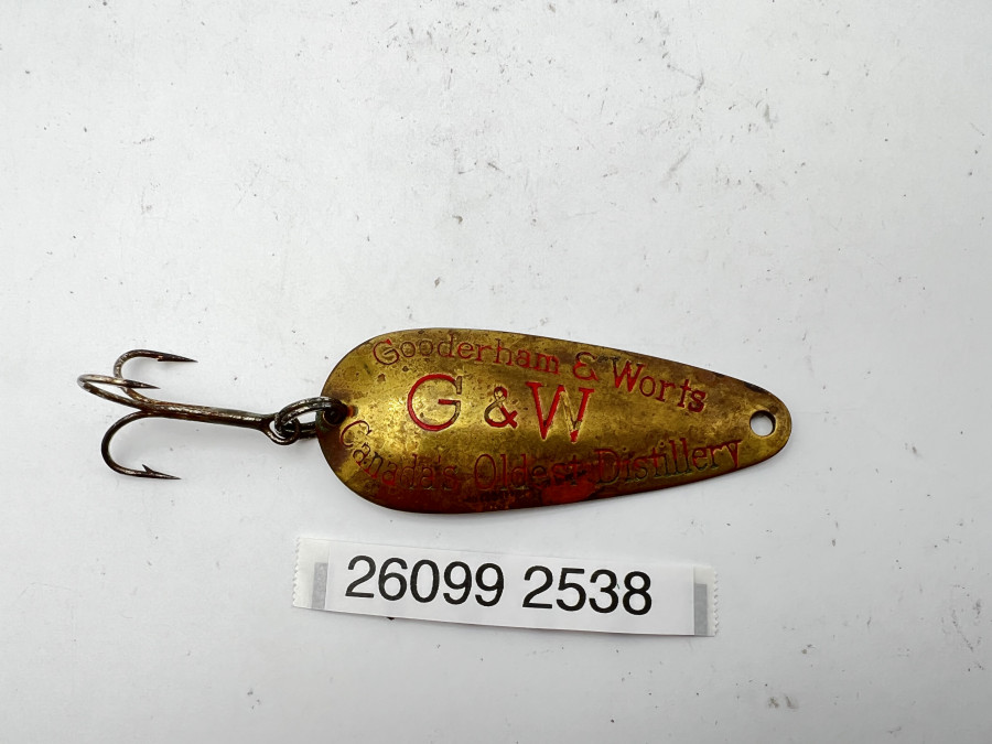 Vintage Lure, Gooderham & Worts G & W, Canadas Oldest Distillery, ca. 1930, Gesamtlänge 100mm