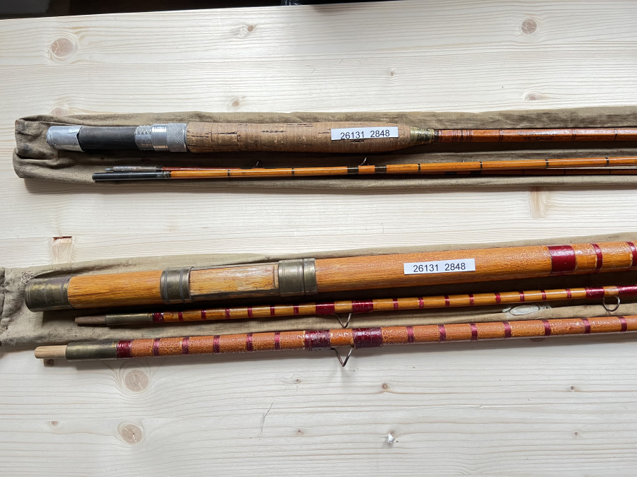 Vintage Angelruten, Stork Diamant Fliegenrute und eine Holzrute, Dekorationsstücke