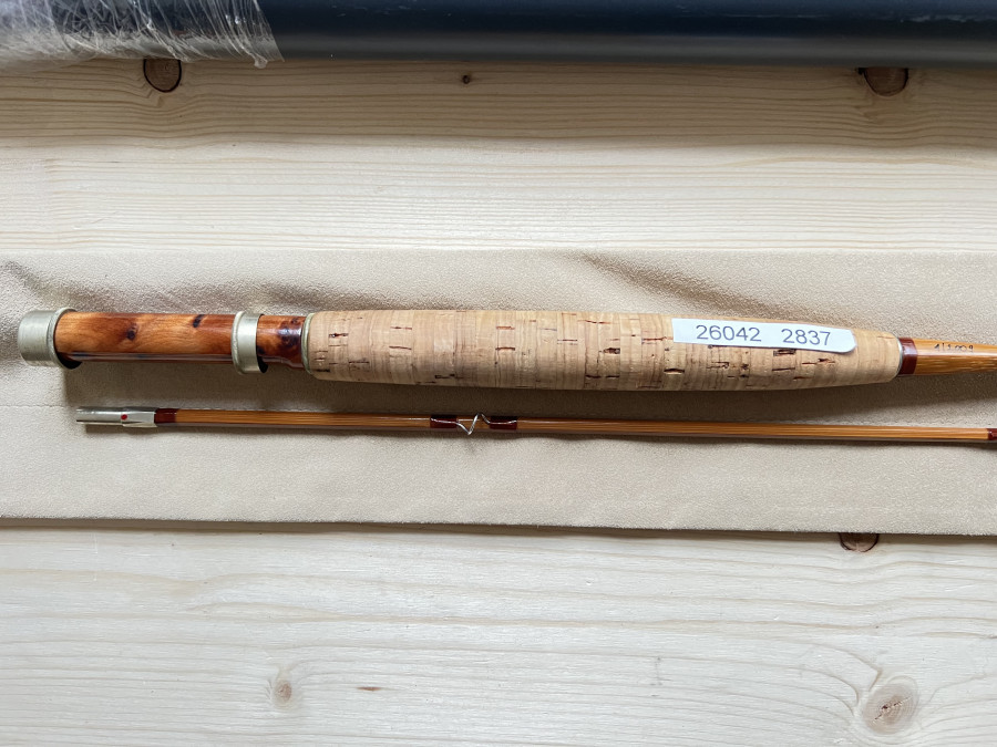 Gespliesste Fliegenrute, Langer & Langer - Austria, Privat II, 2tlg., 213cm, #5, mit Swelled Butt,, Futteral, Schlangenring muss erneuert werden, Transportlänge 1100mm