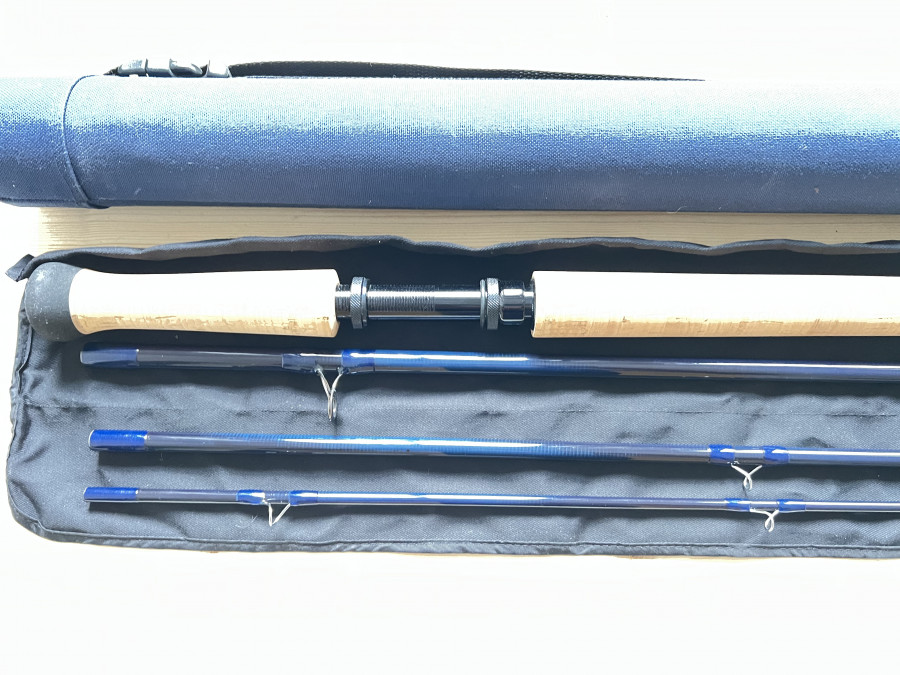 Lachsfliegenrute, Loop LBL10150-4 blue line, 4tlg., 15.0", #10, Futteral, Codura Transportrohr, neu, Transportlänge 1250mm