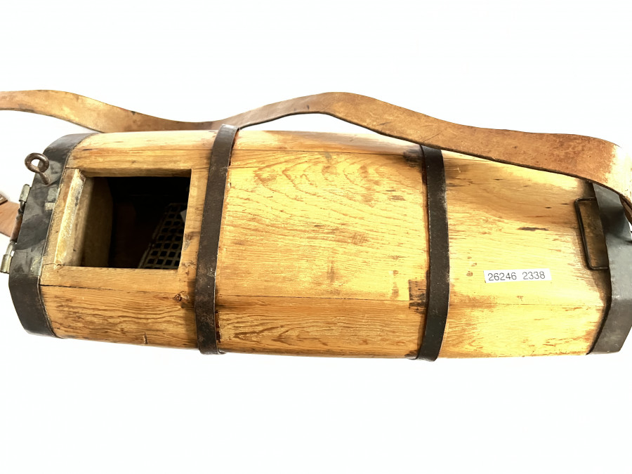 Lagl, Holz, Lederberiemung, 500mm lang, 200x200mm, schönes Dekorationsstück