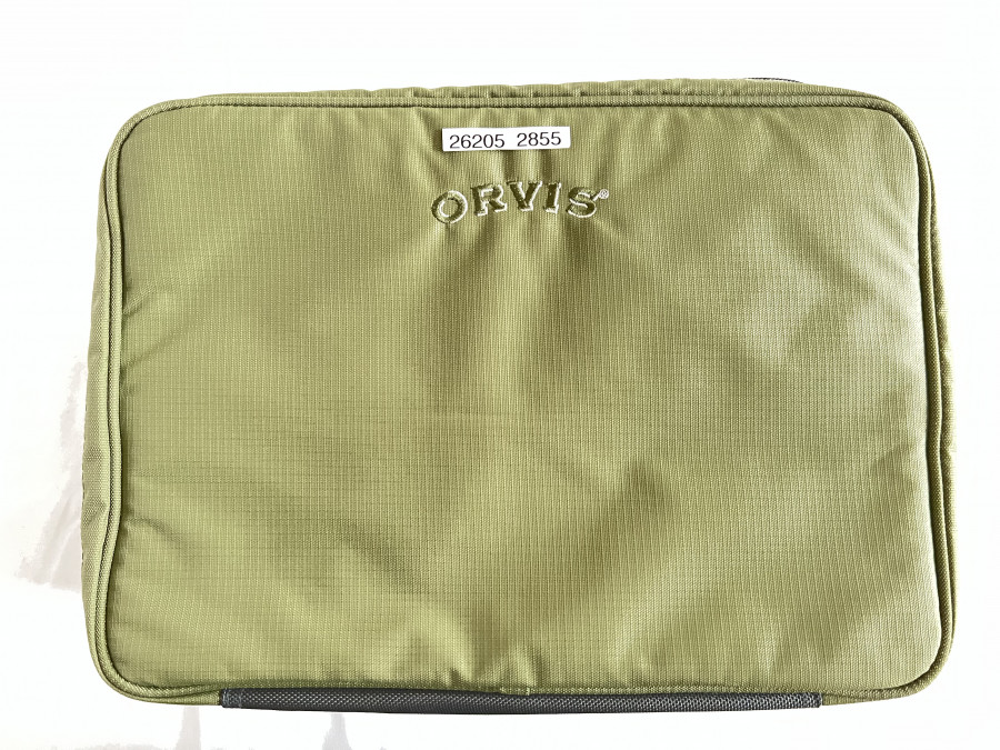 Fliegenrollentasche, Orvis, grün, 360x250x150mm, 10 verstellbare Fächer, guter Zustand